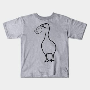 White Goose Steals Hat Minimal Line Kids T-Shirt